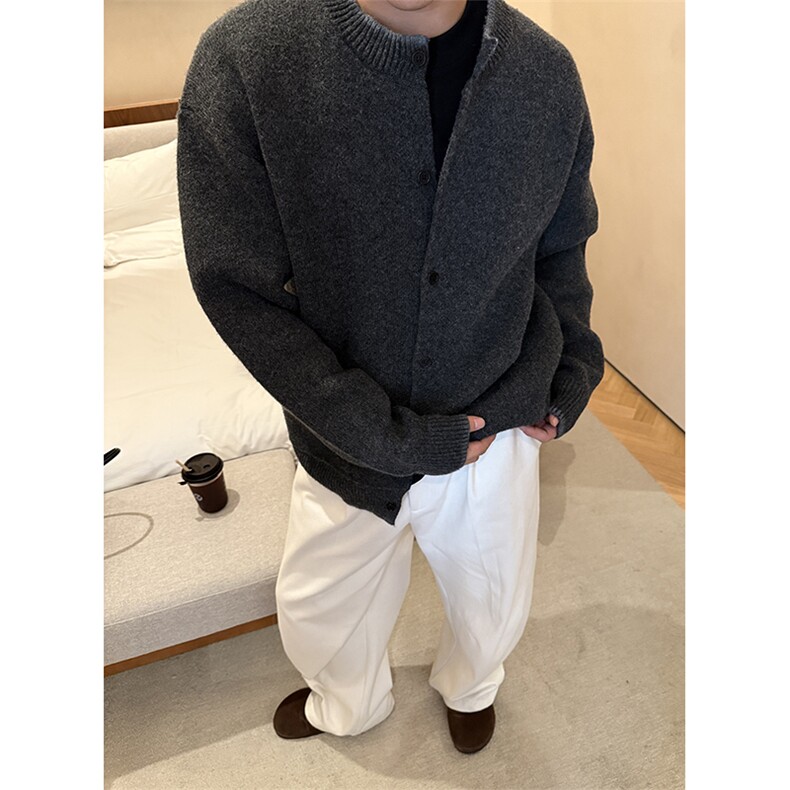 重磅秋冬男女北极绒开衫毛衣美式复古休闲慵懒风单排扣针织衫外套,男装针织衫/毛衣,电商A486-1