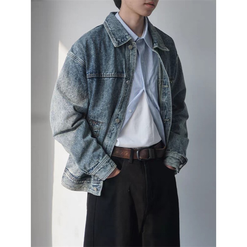 秋季牛仔外套男高级感水洗复古夹克男生美式高街机车服LF4008-P69,男装工装外套,星座1008