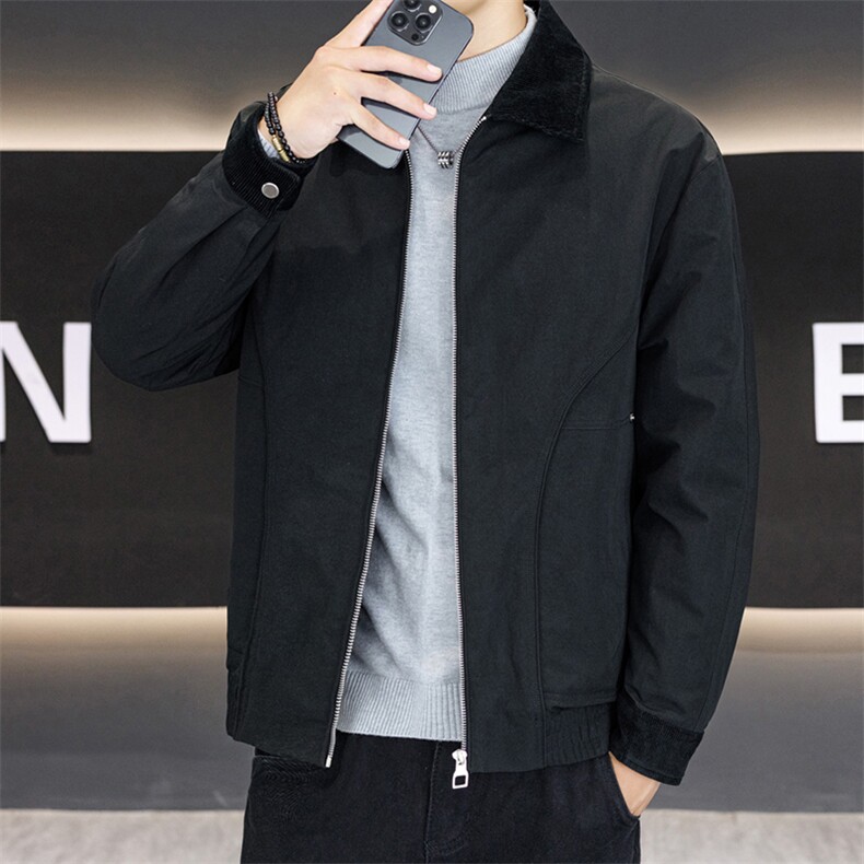 男装羽绒服2025新款痞帅翻领夹克外套男潮牌短款修身休闲时尚图片