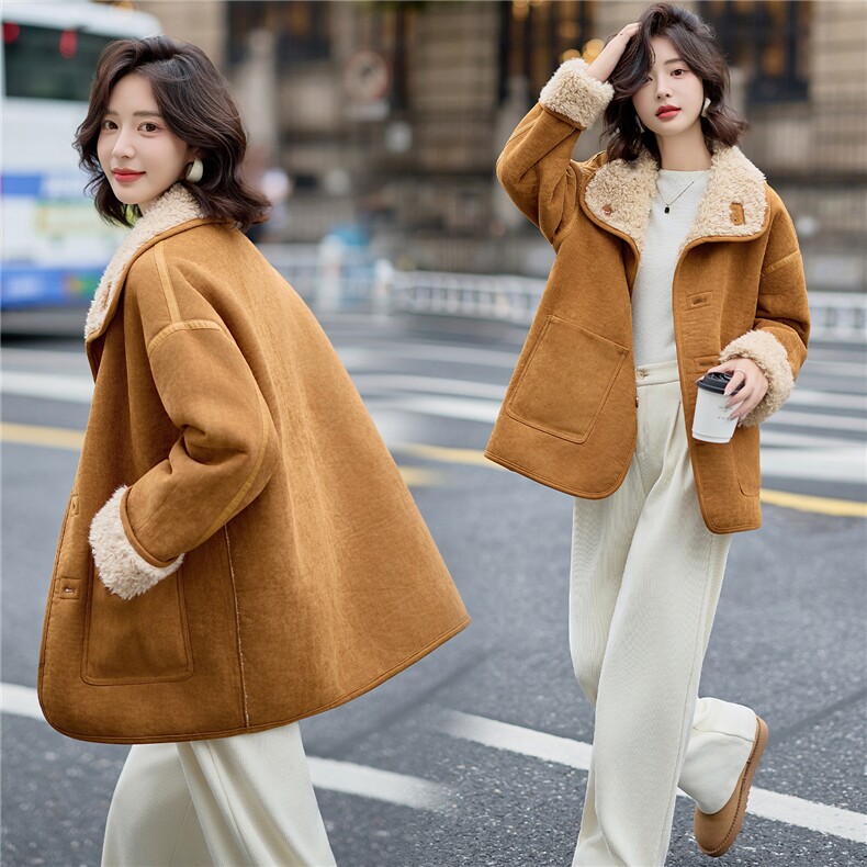 现货！2025冬季新款时尚气质时髦两面穿皮毛外套，女装羊羔毛/颗粒绒，涵墨