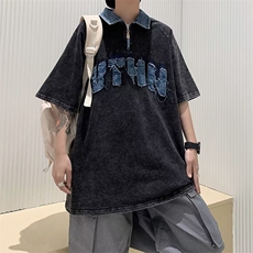 POLO衫短袖夏季文艺时尚潮流2023男标准新款日系贴布刺绣TS01P45，男装衬衫，星座1116-2