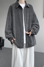 8XL-M鱼骨纹小香风衬衫男生春秋衬衣宽松慵懒垂感外套CS29009P45，男装衬衫，电商B312