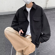 日系男时尚新款潮衬衫标准方领潮百搭慵懒长袖流行秋夏CY155-P37，男装衬衫，星座412