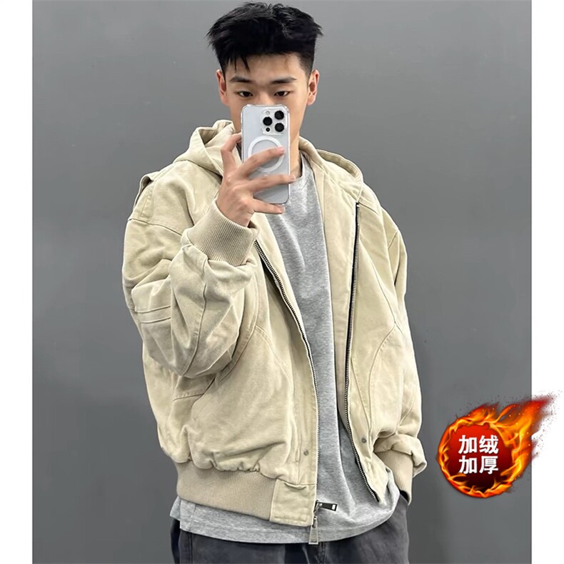 网图有货 卡其色加绒加厚座山雕飞行夹克男 JK264-P110 加绒P125图片