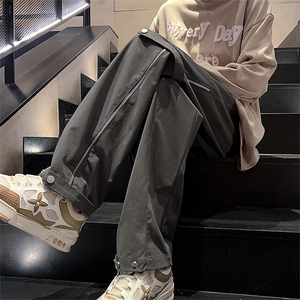 24春款港风工装纽扣拉链裤休闲裤束脚裤男KP212 P55图片