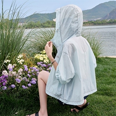 高端时尚防晒衣女2025夏季新款洋气宽松小个子连帽防晒冰感服外套，女装防晒衣，依路服饰