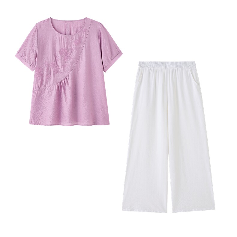 808时尚气质重工刺绣小衫+阔腿裤套装（可分开购买）,女装套装/套裙,罗腾