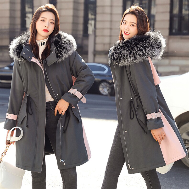 派克棉服女中长款2024冬季新款韩版收腰洋气加绒棉衣外套,女装棉衣/棉服,雅佳俏