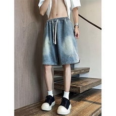 牛仔短裤夏季港风休闲五分裤宽松外穿百搭复古简约男裤NK57，男装牛仔裤，星座1116A（原606A-3）