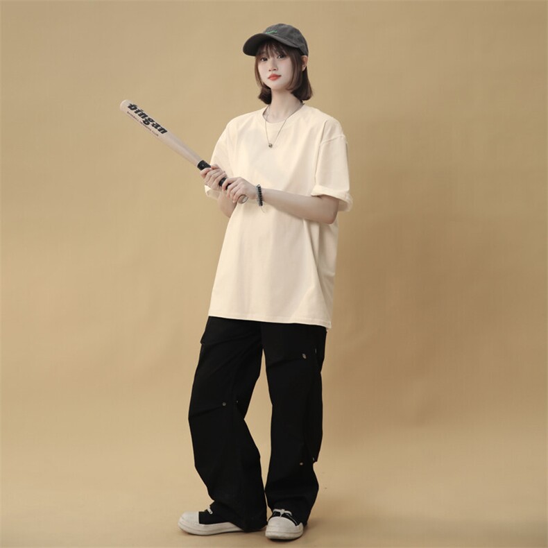 得物抖音供货230克精梳紧密赛诺纺双层螺纹三本针短袖T恤-T03-P15,男装T恤,电商A158