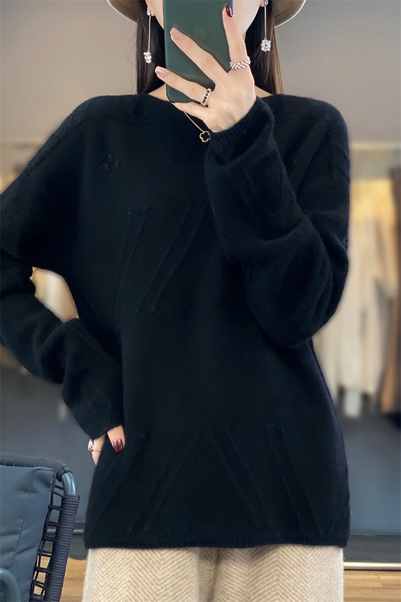 2024新款美丽诺羊毛衫女针织打底衫套头时尚衫洋气毛衣,女装羊毛衫,蒙莲贝斯