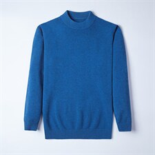 长袖男士毛衣春秋季纯色圆领全羊毛打底衫宽松中年装休闲针织衫，男装针织衫/毛衣，电商B212（原钱塘6029）