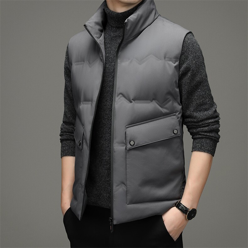 2023冬季新款羽绒服马甲男士保暖外套中年男装加厚立领宽松爸爸装,男装背心/马甲,电商B212（原钱塘6029）