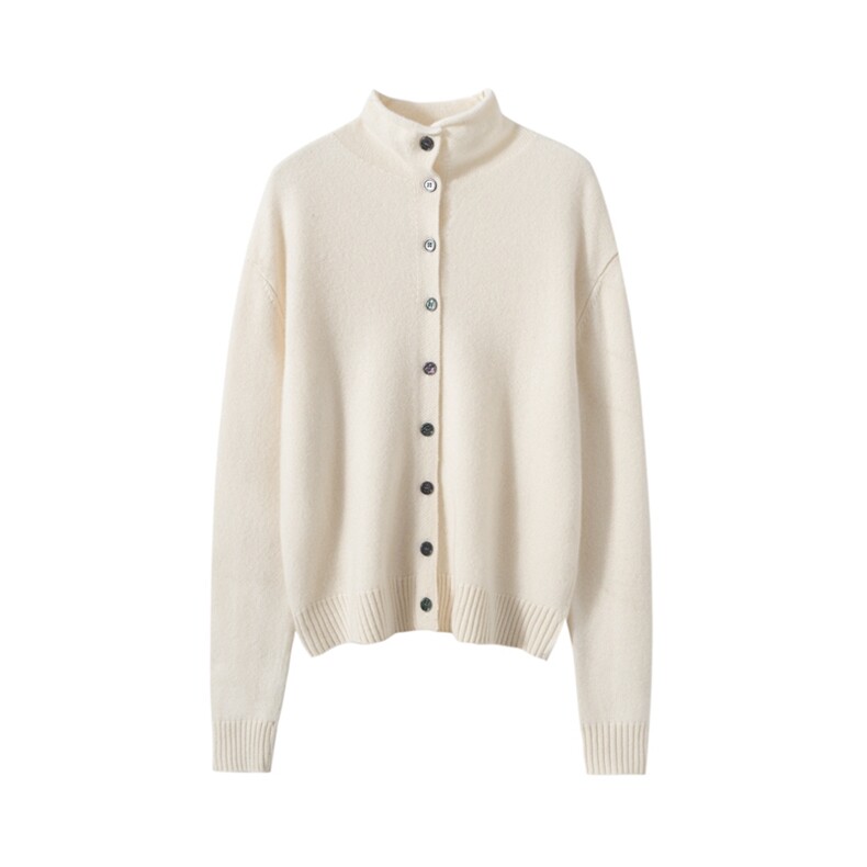 2025年秋季时尚百搭提前就业休闲卷边堆堆领开衫，女装羊绒衫，臻维羊绒