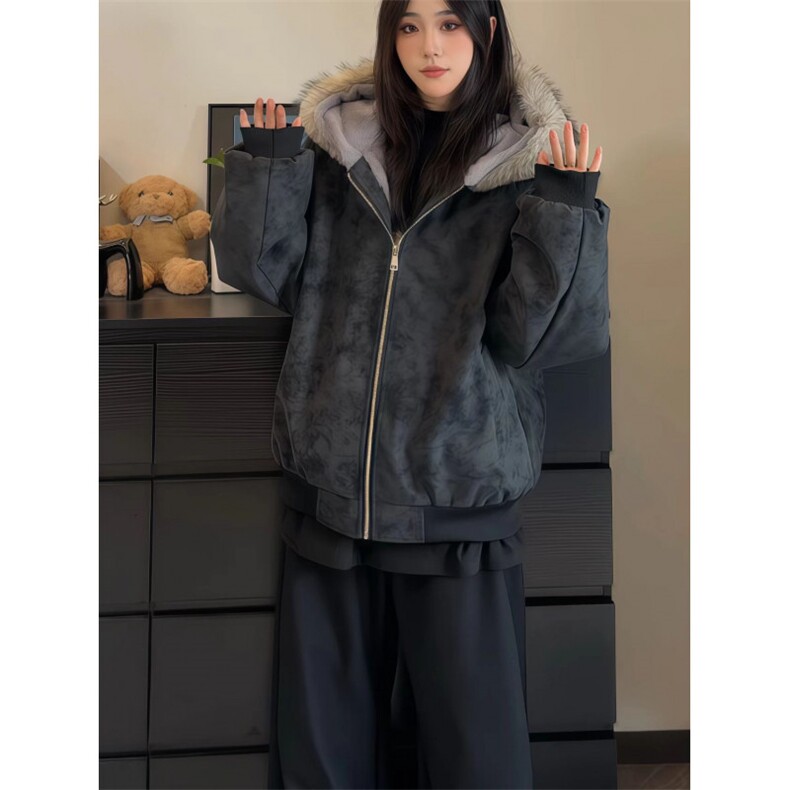 (网图)毛领座山雕绒毛连帽棉服加厚情侣外套上衣313B-PM09-P100,男装棉衣,星座313B