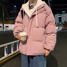 2024冬新款港风夜景连帽假两件面包服棉衣外套男G3012-P95控115，男装棉衣，星座914-3