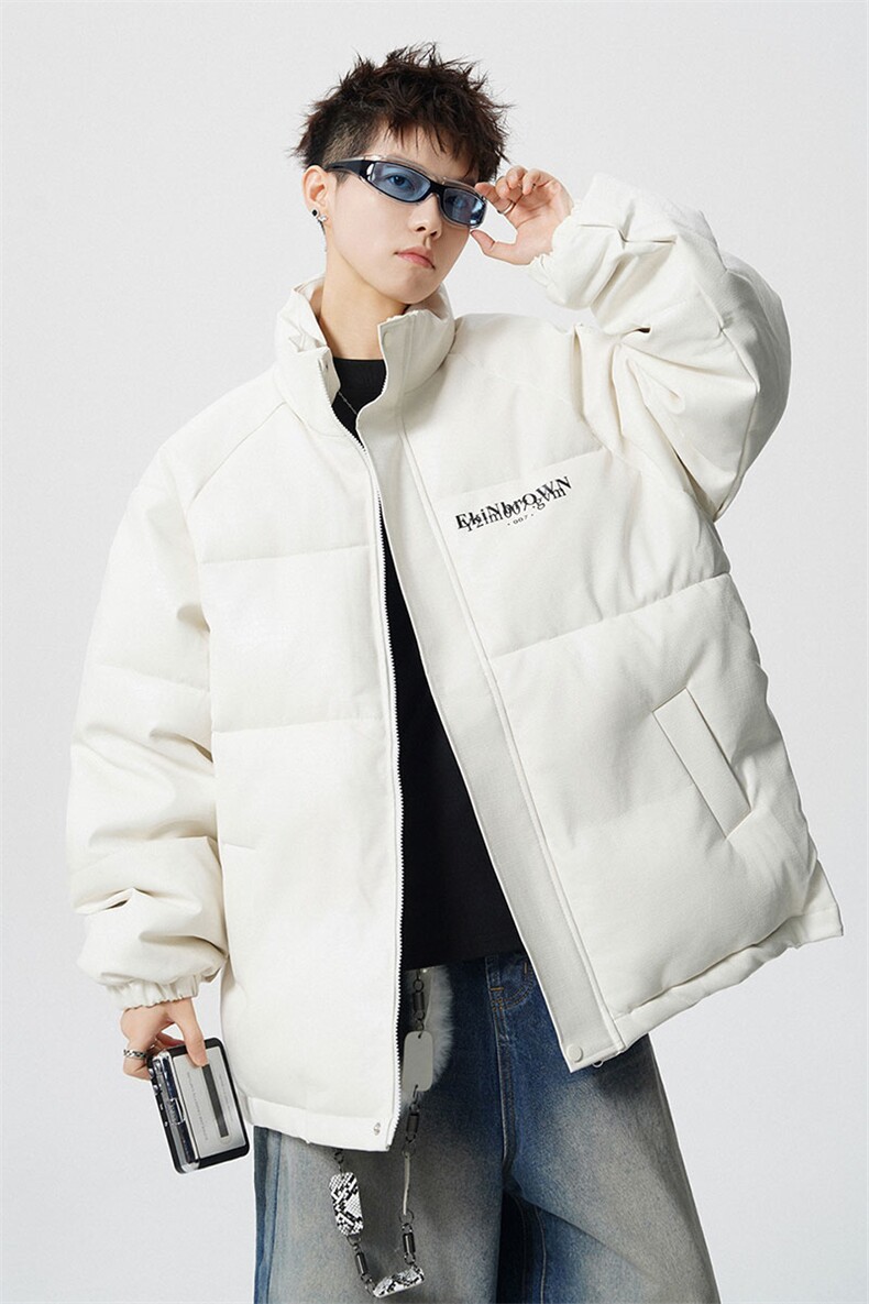 鳄鱼纹印花设计大码M-5XL手塞棉夹克PU皮棉服外套男8507P120控158,男装夹克,星座227-7