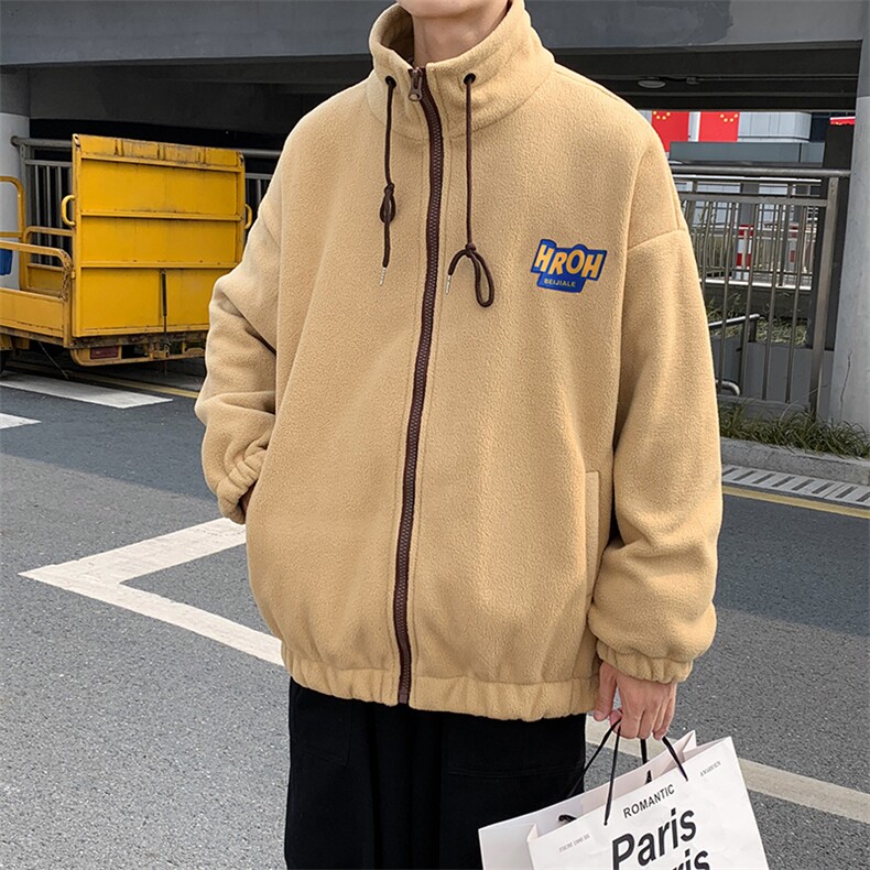 羊羔毛棉衣男冬季宽松立领加绒加厚棉服外套ins潮夹克W2131-P38,男装夹克,星座512-2
