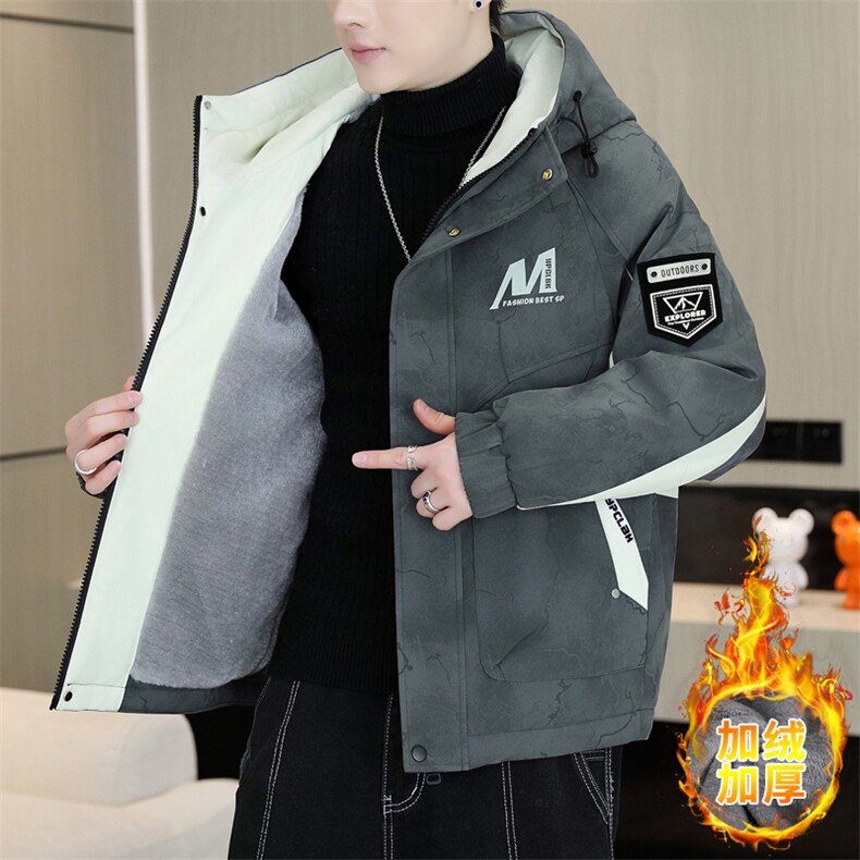 加绒加厚连帽夹克男秋冬时尚潮流加厚棉衣男外套MY651-P88,男装夹克,星座310B