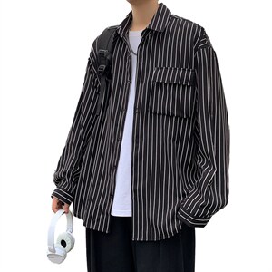 C3082/P40春装条纹长袖衬衣男立体口袋工装大码衬衫男四季款,男装衬衫,电商A141