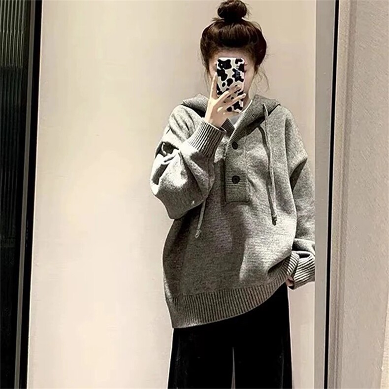 抖音得物保暖立领拉链针织外套秋冬宽松慵懒风纯色毛衣上衣AM047,男装针织衫/毛衣,电商A443
