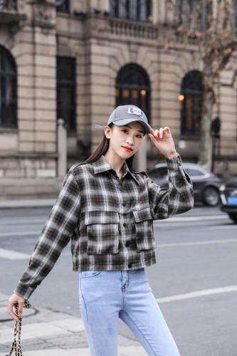 格子衬衫小外套，女装衬衫，百变诱惑