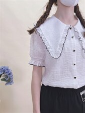 现货夏季新款娃娃领衬衫，女装衬衫，蘑小菇