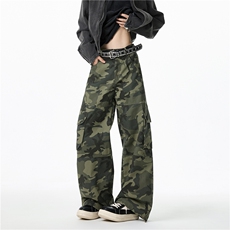 2025春季新款美式高街迷彩大口袋宽松工装裤B313-K25623-p65控88，男装休闲裤，电商B313