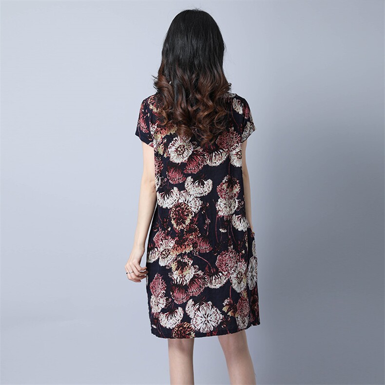 件植物花卉潮流短袖中长款2021年夏季印花纽扣连衣裙荷叶领,女装连衣裙,独衣靓