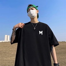 抖音得物二开现货供应220克夏装重磅美式高街宽松短袖t恤MT32，男装T恤，电商A486-1