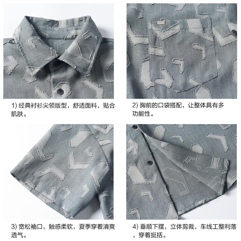 2026夏季新款港风白底大码美式个性短袖衬衫M-5XHC26217-特P30,男装T恤,电商A022
