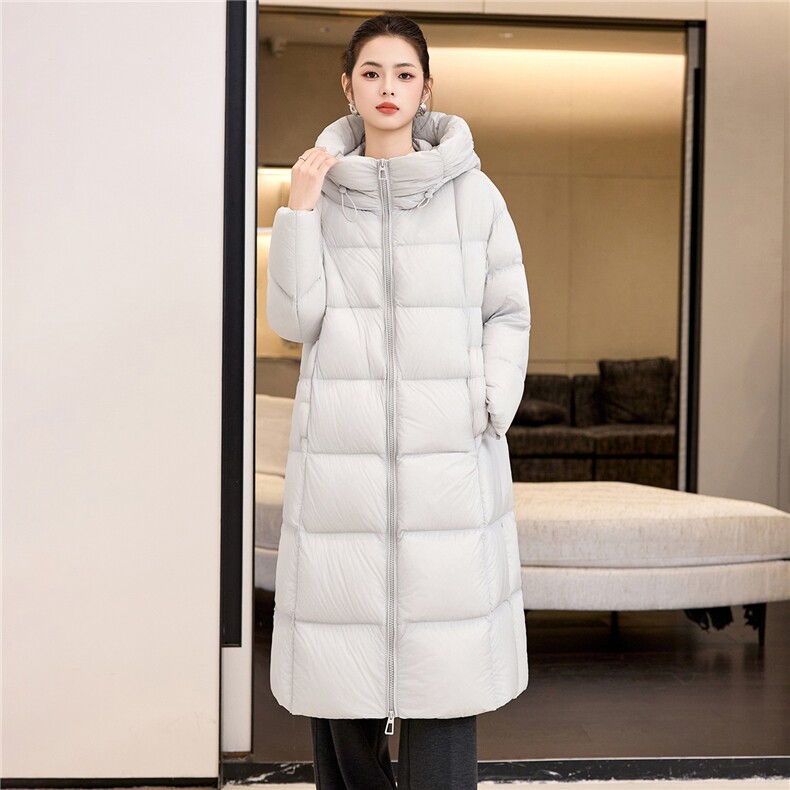 过膝加厚羽绒棉服2025新款白鸭绒加长款冬装外套直筒连帽棉袄女,女装羽绒服,阿舍尔精品