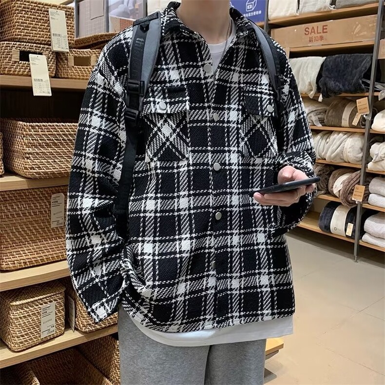 格子外套男春秋港风ins潮牌百搭宽松上衣青年韩版潮夹克JK340-P57,男装夹克,星座1008-1
