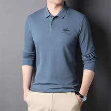 CE722钱塘2020-2中年男士秋季薄款商务休闲百搭纯色长袖t恤P55，男装T恤，钱塘207-2