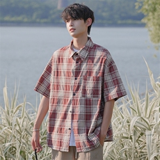 特批P28无差价2025夏季新款百搭格子短袖潮流大码衬衫男CD5490，男装衬衫，电商A001