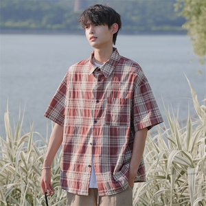 特批P28无差价2025夏季新款百搭格子短袖潮流大码衬衫男CD5490图片