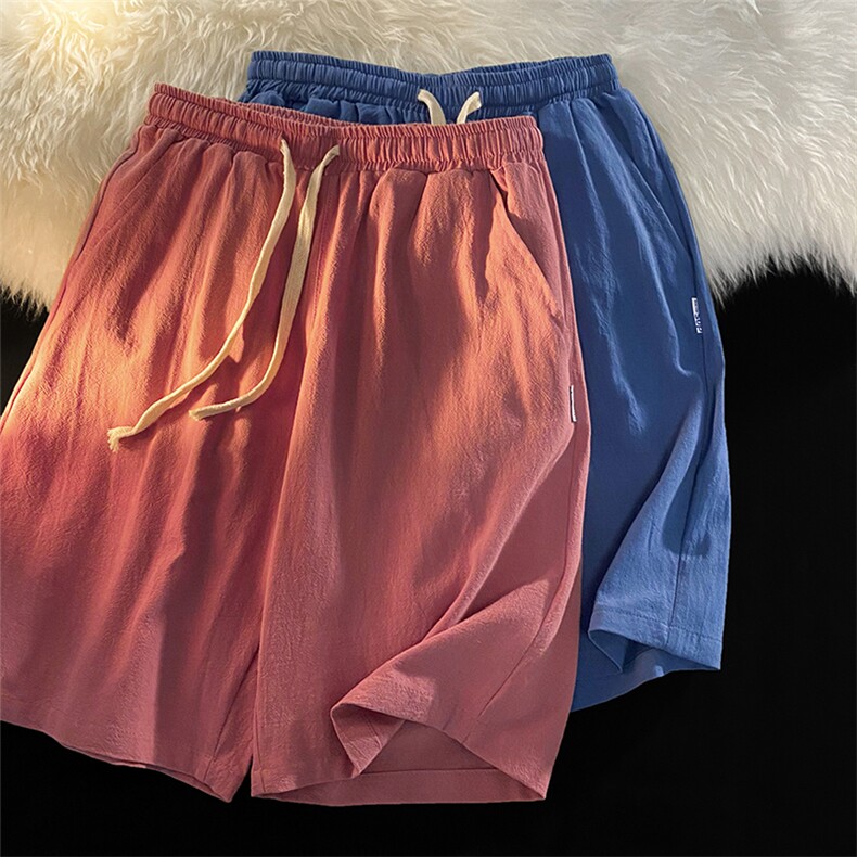 2025夏季亚麻短裤潮男休闲宽松大码五分裤棉麻中裤DK01P25，男装牛仔裤，星座417-3