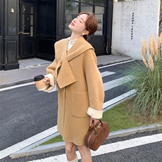 卡其色温柔系双面呢羊毛大衣外套女秋冬2025新款独特漂亮超火气质，女装毛呢外套，1C150