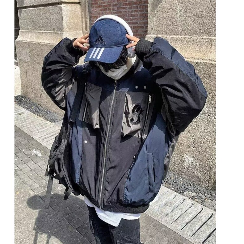 潮牌秋春秋美式复古飞行夹克休闲贴标设计棒球服工装外套男潮,男装夹克,星座506A