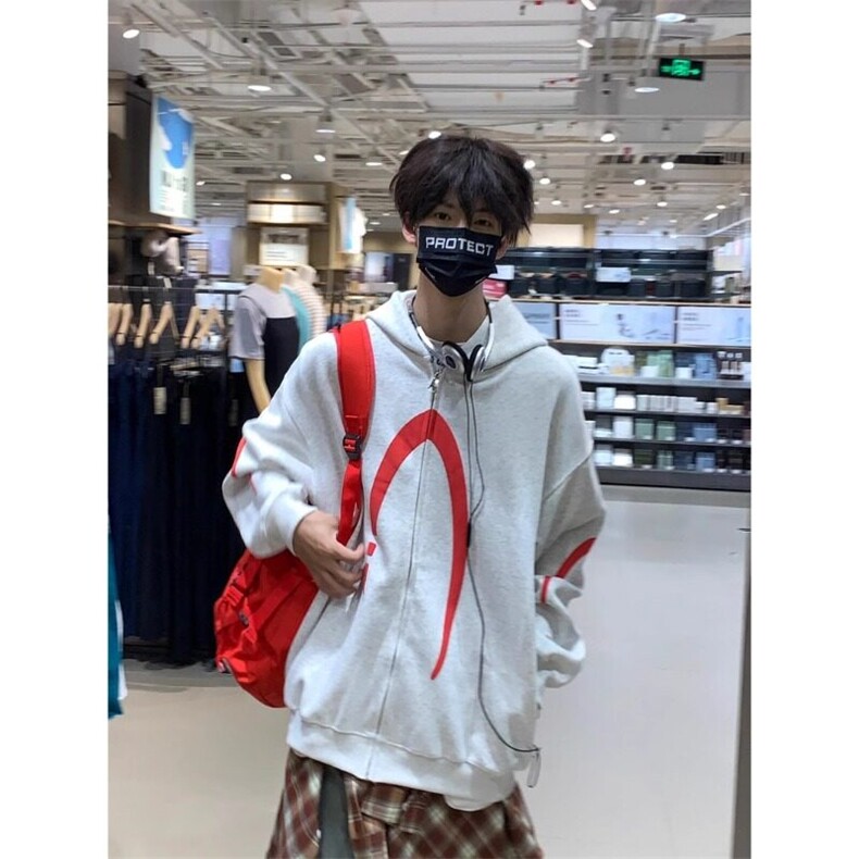 花灰色开衫连帽卫衣美式外套潮牌痞帅情侣上衣WY148特P53,女装短外套,星座908-1