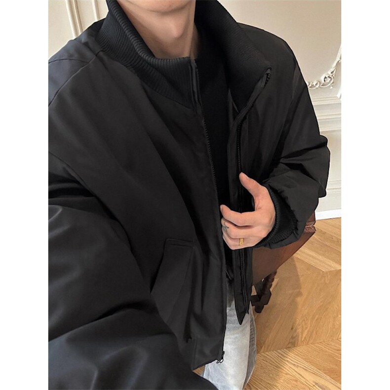 现货26春装美拉德立领飞行夹克纯色复古廓形高街棒球服外套,男装夹克,电商A486