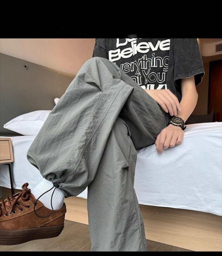 新款防晒伞兵工装裤子男夏季冰丝直筒阔腿休闲裤户外机能冲锋男裤,男装防晒衣,四季星座505