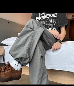 新款防晒伞兵工装裤子男夏季冰丝直筒阔腿休闲裤户外机能冲锋男裤图片
