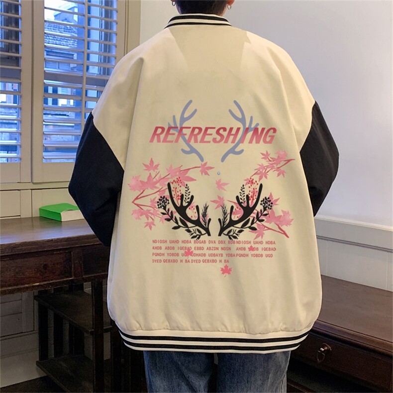 电商DSA028-JKC21P37P50新款印花棒球服外套港风休闲夹克,男装夹克,电商A028