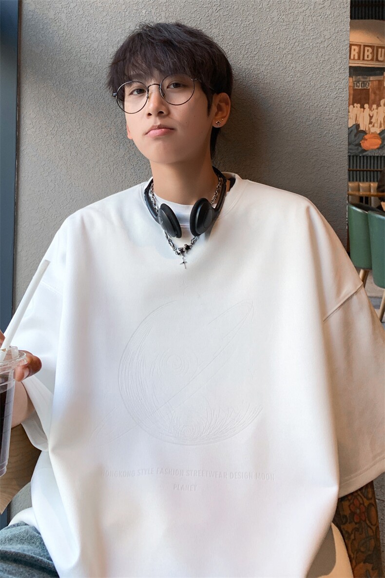 ！2025夏季新款男士烧花麂皮绒短袖T恤半袖TL2408特P25控48,男装T恤,电商B220