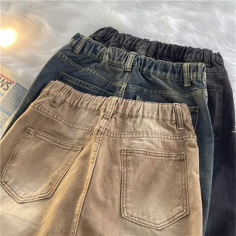潮牌港风chic水洗做旧感牛仔裤男女春秋美式复古N1041P45,男装牛仔裤,星座1116-2