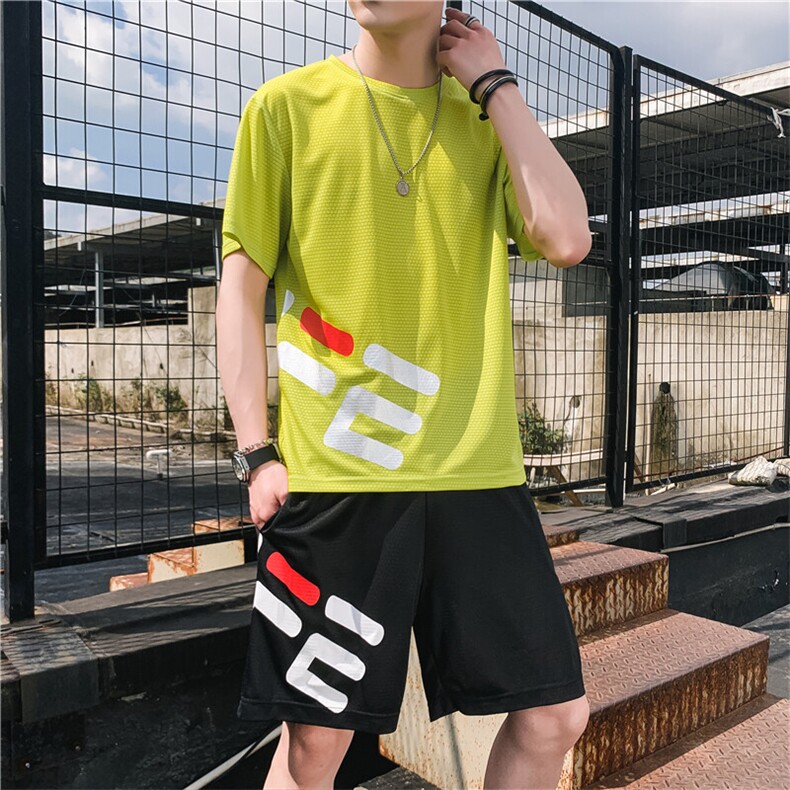 现货主推青少年大码休闲速干印花圆领短袖短裤运动套装男TZ22P25,男装牛仔裤,电商B226-2（原B217-2）