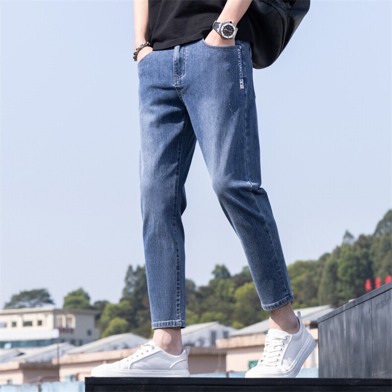 特批P50无差价新款男士工艺修身小脚牛仔裤弹力百搭休闲九分K386,男装牛仔裤,星座1006-1