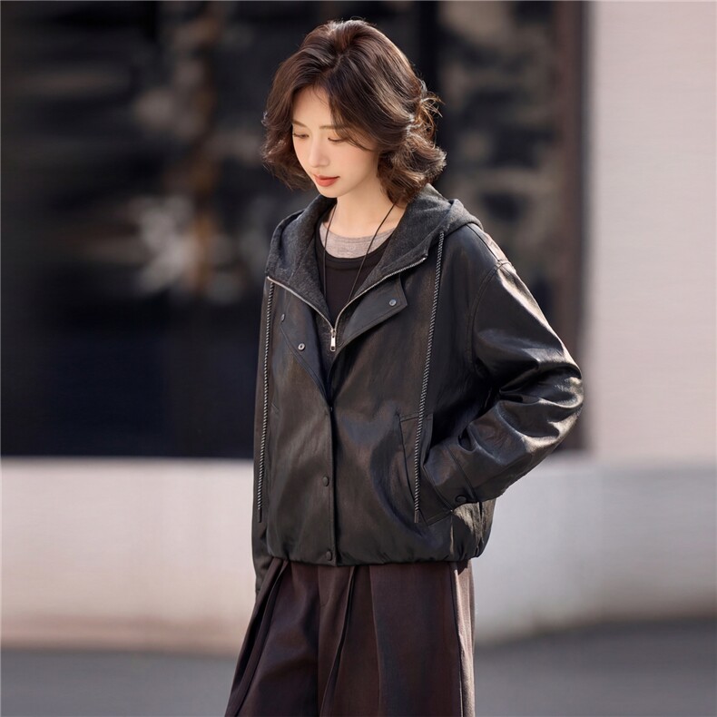 【春季女装新款】大量现货时尚假两件短款皮衣外套P138-K210,女装皮衣,魅衣本色