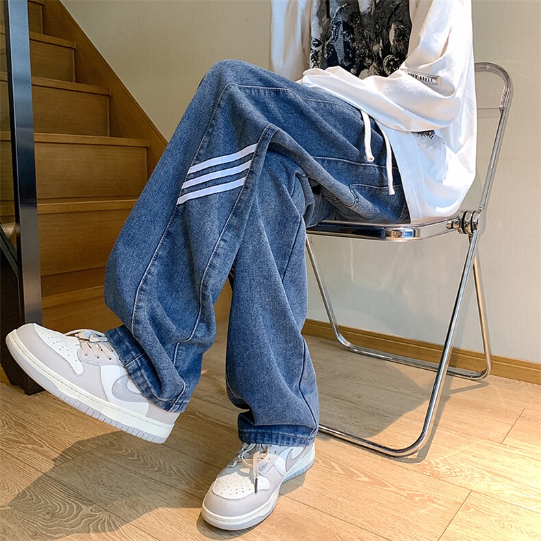 牛仔裤男秋冬新款港式宽松美式休闲阔腿裤K2367-P52,男装牛仔裤,星座214-3